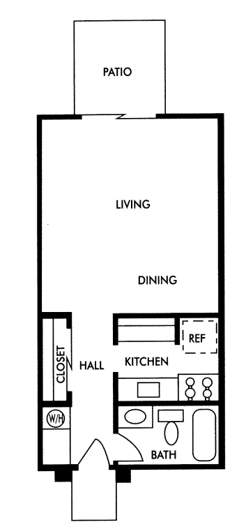 Floor plan for studio, 1 bath, 450 sqft